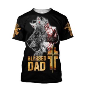 Blessed Dad Jesuss 3D T-Shirt, Christian…