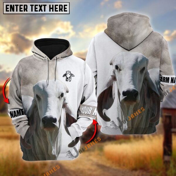 Brahman Cattle And White Personalized Name Shirt, Farm Hoodie, Farmher Shirt