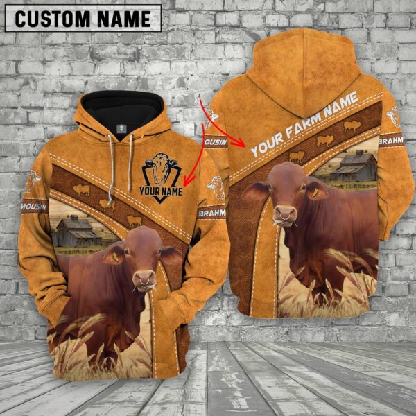 Brahmousin All Over Printed 3D Cattle Hoodie, Farm Hoodie, Farmher Shirt