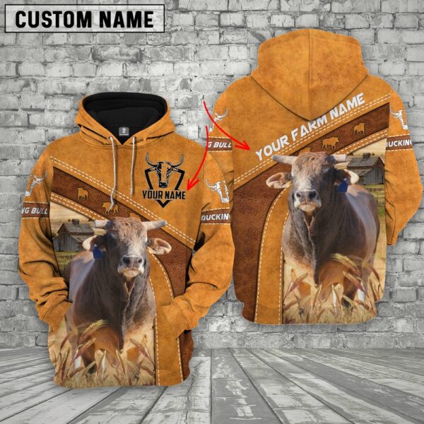 Bucking Bull Custom Name Printed Cattle 3D Hoodie, Farm Hoodie, Farmher Shirt
