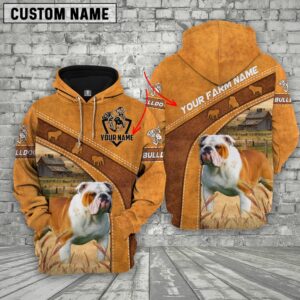 Bulldog Custom Name Printed 3D Hoodie,…
