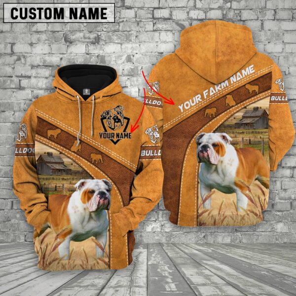 Bulldog Custom Name Printed 3D Hoodie, Farm Hoodie, Farmher Shirt