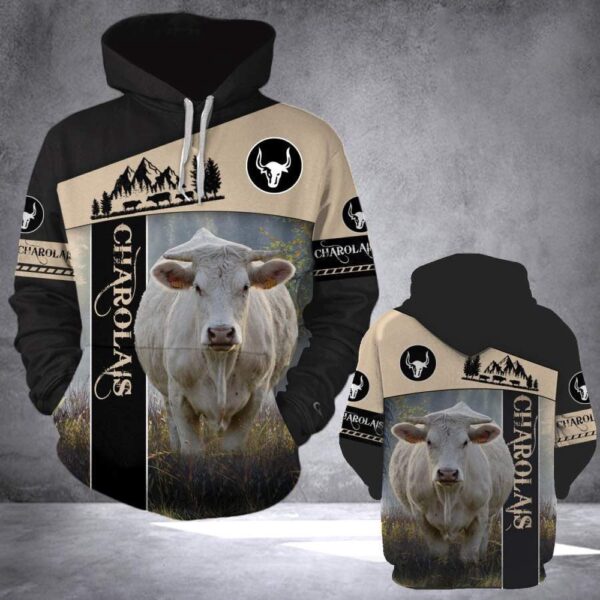 Charolais White Black Personalized 3D Hoodie, Farm Hoodie, Farmher Shirt