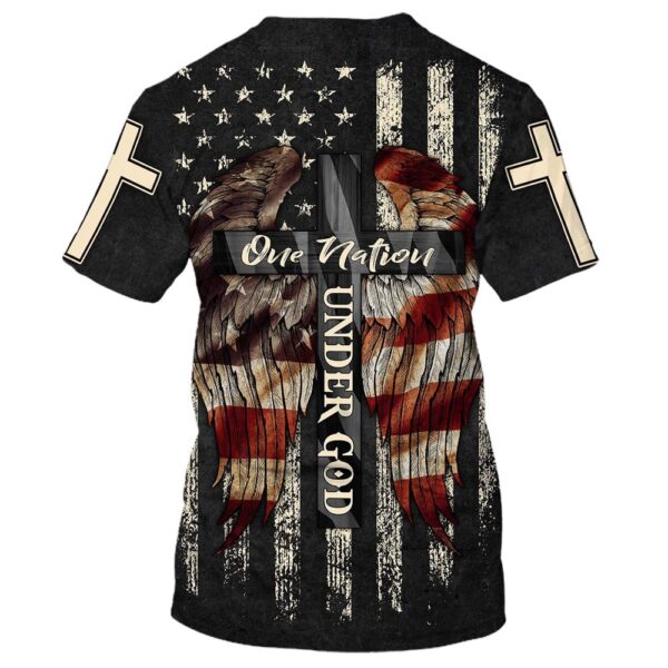 Christ Cross Wings One Nation Under God American Flag 3D T-Shirt, Christian T Shirt, Jesus Tshirt Designs, Jesus Christ Shirt