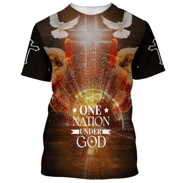 Christian Cross Jesus One Nation Under God 3D T-Shirt, Christian T Shirt, Jesus Tshirt Designs, Jesus Christ Shirt