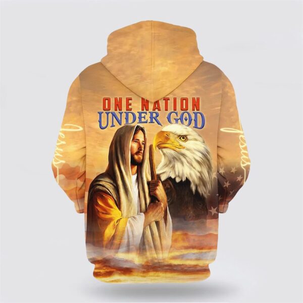 Christian Jesus And Eagle One Nation Under God 3D Hoodies, Christian Hoodie, Bible Hoodies, Scripture Hoodies