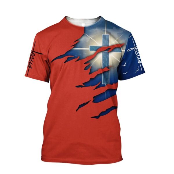 Christian Jesus Cross Light Jesus Unisex 3D T-Shirt, Christian T Shirt, Jesus Tshirt Designs, Jesus Christ Shirt