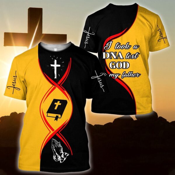 Christian Jesus Dna Test Yeallow And Black Color Jesus Unisexs 3D T-Shirt, Christian T Shirt, Jesus Tshirt Designs, Jesus Christ Shirt