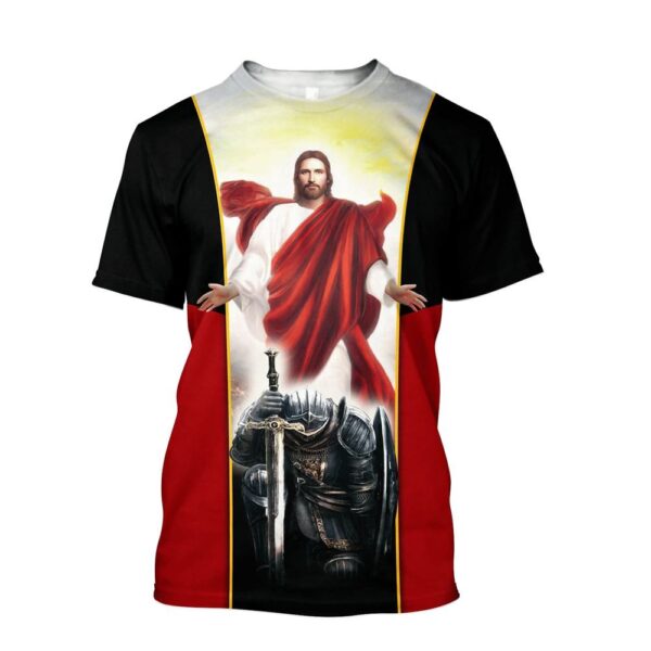 Christian Knight Templar Jesus Unisexs 3D T-Shirt, Christian T Shirt, Jesus Tshirt Designs, Jesus Christ Shirt