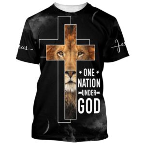 Cross The Lion Of Judahs One Nation Under God 3D T Shirt Christian T Shirt Jesus Tshirt Designs Jesus Christ Shirt 1 voawop.jpg