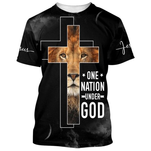 Cross The Lion Of Judahs, One Nation Under God 3D T-Shirt, Christian T Shirt, Jesus Tshirt Designs, Jesus Christ Shirt