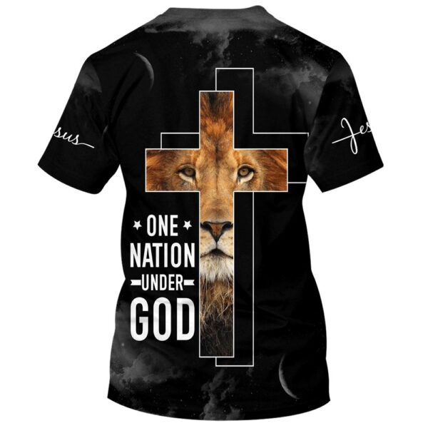 Cross The Lion Of Judahs, One Nation Under God 3D T-Shirt, Christian T Shirt, Jesus Tshirt Designs, Jesus Christ Shirt