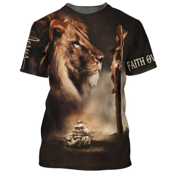 Crucified Christ Lion 3D T-Shirt, Christian T Shirt, Jesus Tshirt Designs, Jesus Christ Shirt