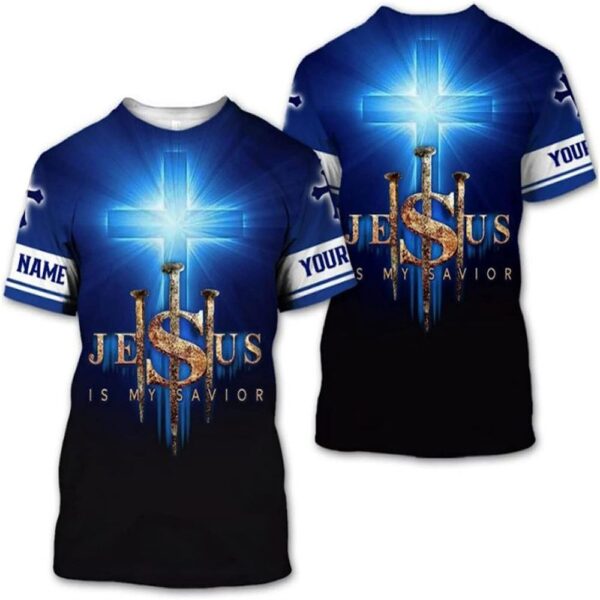 Custom Jesus Is My Savior Light Cross 3D T Shirt, Christian T Shirt, Jesus Tshirt Designs, Jesus Christ Shirt