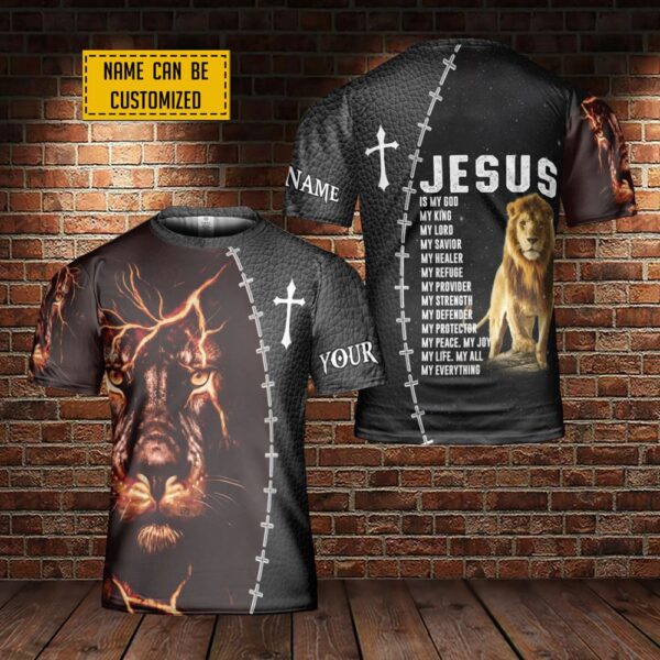 Custom NameLion Of God Jesus Is My God Jesus Is My King 3D T Shirt, Christian T Shirt, Jesus Tshirt Designs, Jesus Christ Shirt