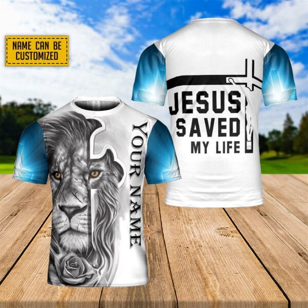 Custom NameLion Of God Jesus Saved My Life 3D T Shirt, Christian T Shirt, Jesus Tshirt Designs, Jesus Christ Shirt