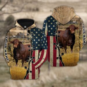 Custom Name Beefmaster Cattle American Flag…