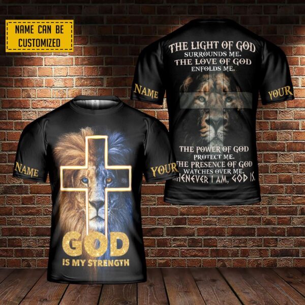 Custom Name Lion Of God God Is My Strength 2 3D T Shirt, Christian T Shirt, Jesus Tshirt Designs, Jesus Christ Shirt