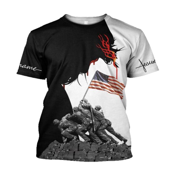Customized God Bless America One Flag One Land One Heart 3D T-Shirt, Christian T Shirt, Jesus Tshirt Designs, Jesus Christ Shirt