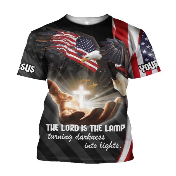 Customized God Bless America Us Eagle Flag 3D T-Shirt, Christian T Shirt, Jesus Tshirt Designs, Jesus Christ Shirt