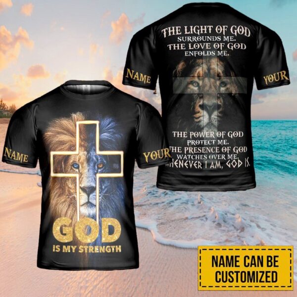 Customized Name God Is My Strength Jesus 3D T-Shirt, Christian T Shirt, Jesus Tshirt Designs, Jesus Christ Shirt