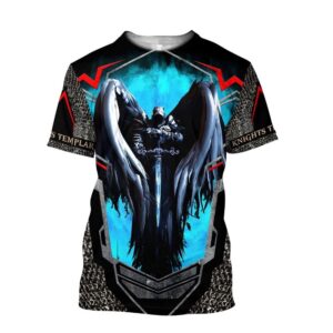 Dark Knight Templar Jesuss 3D T-Shirt,…