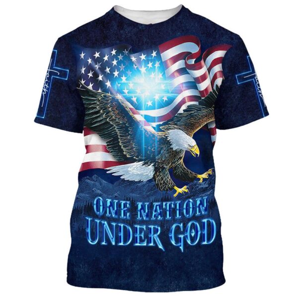 Eagle American Flag One Nation Under God 3D T-Shirt, Christian T Shirt, Jesus Tshirt Designs, Jesus Christ Shirt