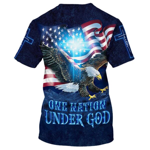 Eagle American Flag One Nation Under God 3D T-Shirt, Christian T Shirt, Jesus Tshirt Designs, Jesus Christ Shirt
