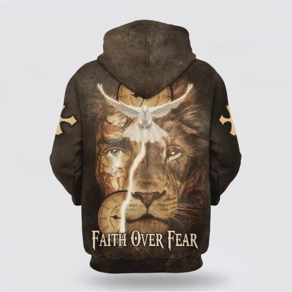 Failth Over Fear Lion Jesus 3D Hoodie, Christian Hoodie, Bible Hoodies, Scripture Hoodies