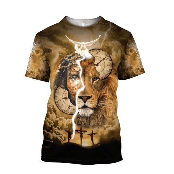 Failth Over Fear Lion Jesuss 3D T-Shirt, Christian T Shirt, Jesus Tshirt Designs, Jesus Christ Shirt
