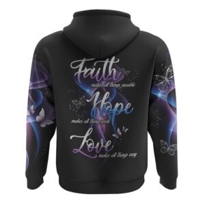 Faith Hope Love Butterfly Abstract Hoodie,…