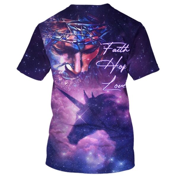 Faith Hope Loves, Jesus Unicorn Galaxy 3D T-Shirt, Christian T Shirt, Jesus Tshirt Designs, Jesus Christ Shirt