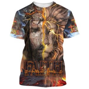Faith Jesus And Lion 3D T-Shirt,…
