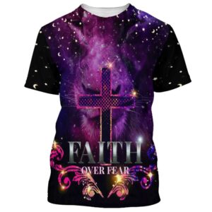 Faith Over Fear Cross 3D T-Shirt,…