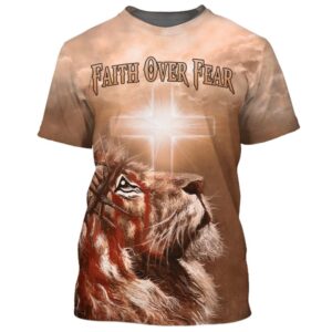 Faith Over Fear Cross Lion 3D…