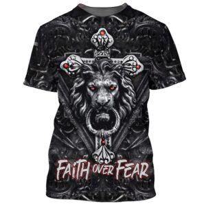 Faith Over Fear Gothic Lion Black…