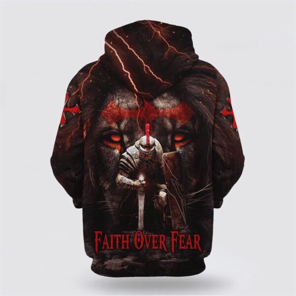 Faith Over Fear  Knight Of The Lion 3D Hoodie, Christian Hoodie, Bible Hoodies, Scripture Hoodies
