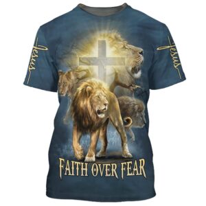 Faith Over Fear Lion Cross 3D…