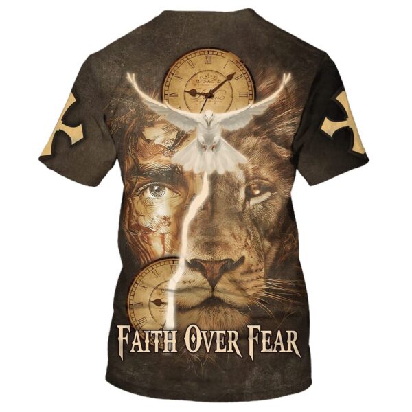 Faith Over Fear Lion Dove 3D T-Shirt, Christian T Shirt, Jesus Tshirt Designs, Jesus Christ Shirt