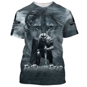 Faith Over Fear Lion Warrior 3D T Shirt Christian T Shirt Jesus Tshirt Designs Jesus Christ Shirt 1 zjwu7a.jpg