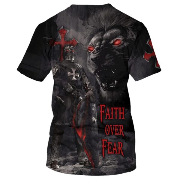 Faith Over Fear Warrior Lion 3D T-Shirt, Christian T Shirt, Jesus Tshirt Designs, Jesus Christ Shirt