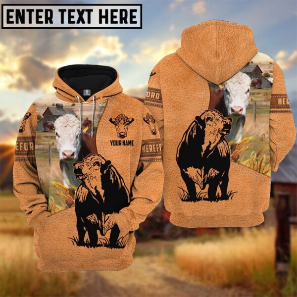 Farm Personalized Name Hereford Light Brown Pattern 3D Hoodie, Farm Hoodie, Farmher Shirt