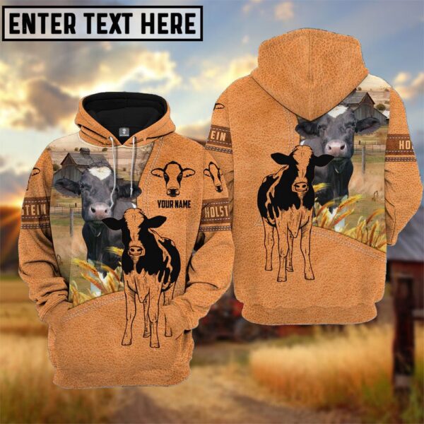 Farm Personalized Name Holstein Light Brown Pattern 3D Hoodie, Farm Hoodie, Farmher Shirt