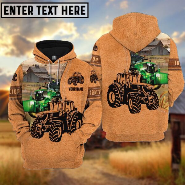 Farm Personalized Name Tractor Light Brown Pattern 3D Hoodie, Farm Hoodie, Farmher Shirt