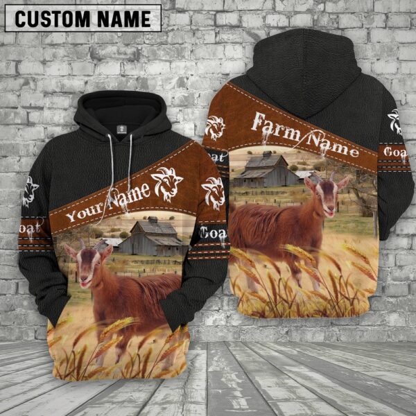Goat On Farm Custom Name Printed 3D Black Hoodie, Farm Hoodie, Farmher Shirt