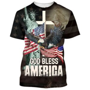 God Bless America 3D T-Shirt, Christian…