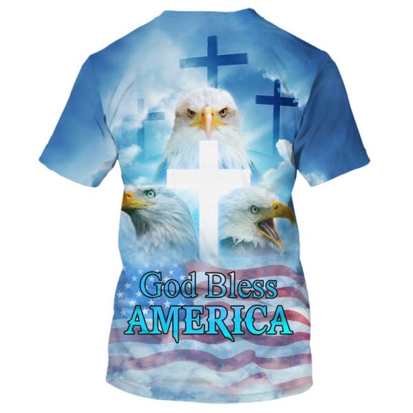 God Bless America Flag With Eagle 3D T-Shirt, Christian T Shirt, Jesus Tshirt Designs, Jesus Christ Shirt