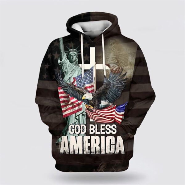 God Bless America Hoodie Eagle American Flag 3D Hoodie, Christian Hoodie, Bible Hoodies, Scripture Hoodies