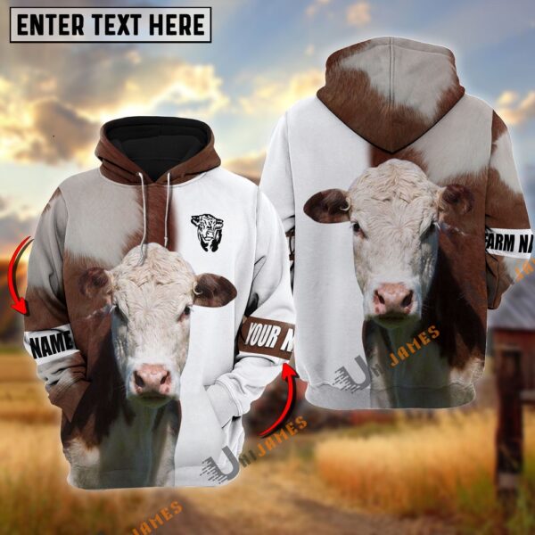 Hereford Cattle And White Personalized Name Shirt, Farm Hoodie, Farmher Shirt