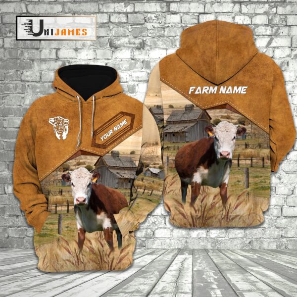 Hereford Cattle Personalized Name Farming Life 3D Hoodie, Farm Hoodie, Farmher Shirt